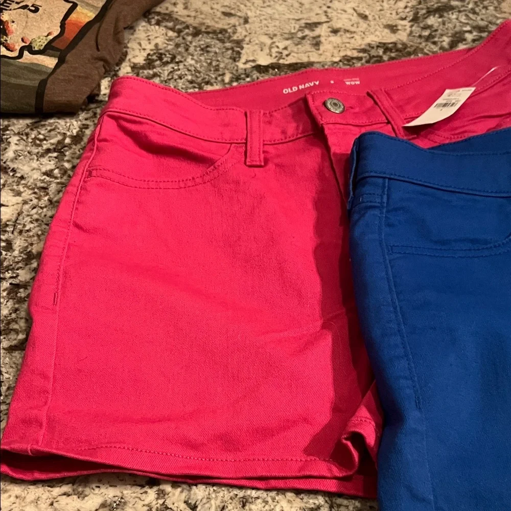 Set of 2 Old Navy Women's Brand New Pink and Deep Blue Jean Shorts - Picture 7 of 9
